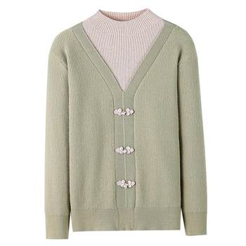 Mother's winter sweater plus velvet bottoming all-in-one velvet top