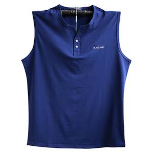 High -end pure cotton men's summer bottom bottoming shoulder sleeveless T -shirt sweat and breathable Vedic sport, loose wide shoulder solid color vest
