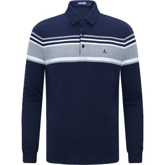
[Pure Cotton] Navigare Italian small sailing boat autumn striped polo shirt men's long-sleeved casual lapel T-shirt