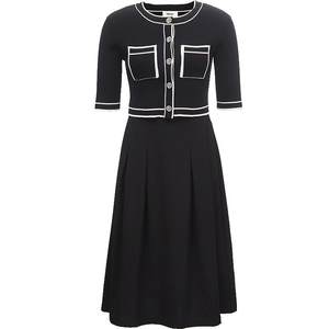 
[ONLY Outlet] Autumn fashion A-line two-piece knitted patchwork dress for women
