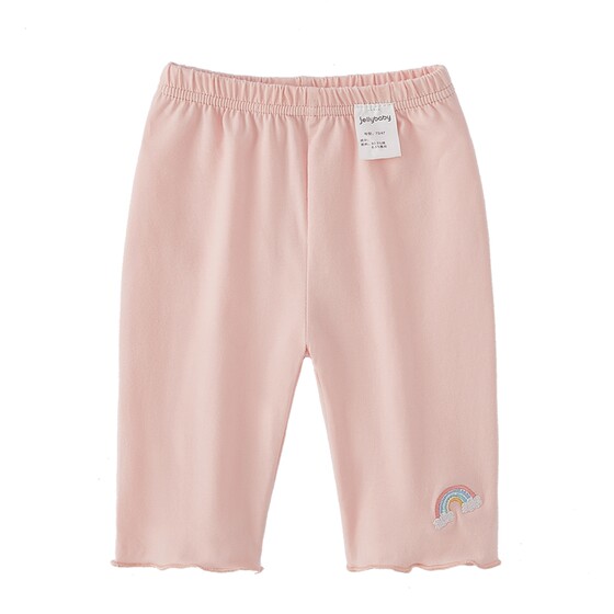 [7A Antibacterial] Girls Leggings Children's Summer Sweet Solid Color Pants Children's Cropped Pants Thin Baby Summer Clothing