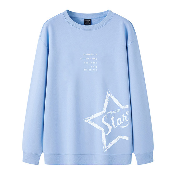 
TEEK light blue sweatshirt men's trend 2026 new small fresh young students spring handsome long-sleeved T-shirt
