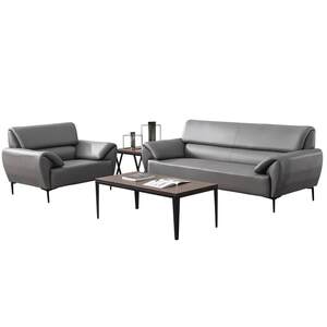 
Nappa leather office sofa, simple modern office three-seat reception business guest sofa coffee table combination