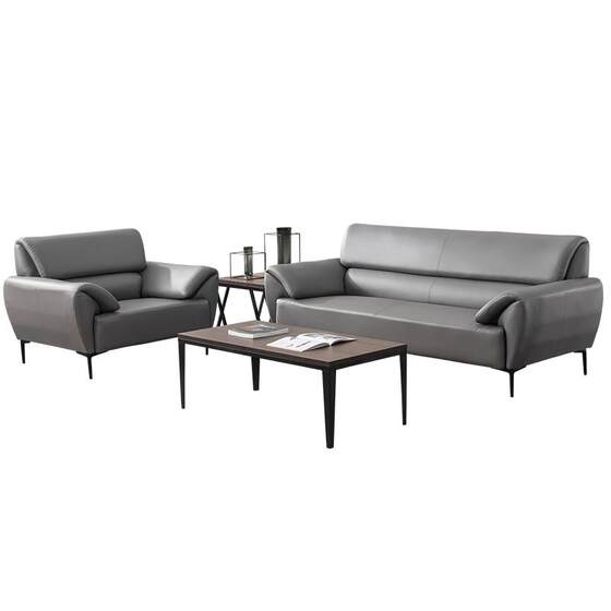 
Nappa leather office sofa, simple modern office three-seat reception business guest sofa coffee table combination