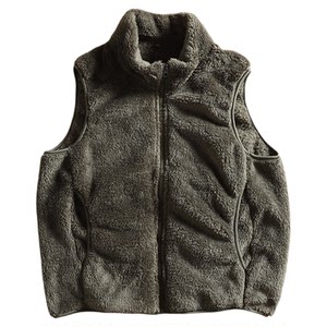 
U+Daily single welfare style for autumn and winter men's plus velvet thickened warm long velvet stand collar fleece vest jacket vest