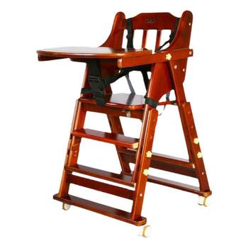 Solid wood baby dining chair liftable and foldable multi-function