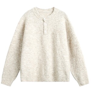 
Men's Henry collar old money style sweater men's winter thickened sweater wool top warm sweater lazy inner wear