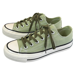 
Matcha green Korean version versatile women's low top fashion youth trend college tie Hong Kong style casual flat canvas shoes