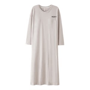 
Extra-long nightgown to ankles, spring and autumn tall people's extended version, all-in-one autumn and winter long-sleeved pure cotton women's pajamas