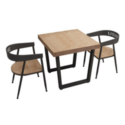 Cafe and snack bar square solid wood table and chair combination