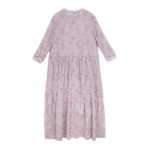 
readme women's loose high waist silk French printed slim dress 50833634