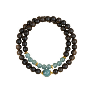 
Half Mountain Half Water Agarwood Bracelet Women's Blue Water Jade Bracelet Natural Brunei Old Material Submersible Grade Wooden Beads Double Circle