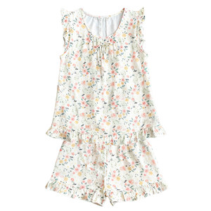 Pajamas female summer cotton and silk Korean version of small fresh students sleeveless shorts home service girl summer loose vest can be worn outside
