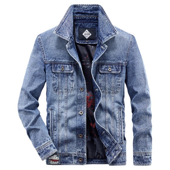 
JEEP Jeep men's denim jacket men's 2026 spring and autumn new multi-pocket men's work jacket lapel top