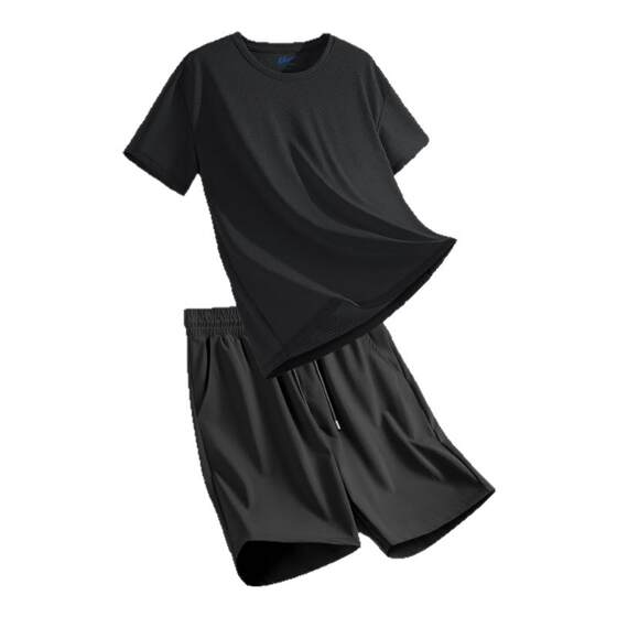 
Pull back ice silk sports suit plus size men's summer men's running fitness quick-drying clothes short-sleeved shorts men's clothing