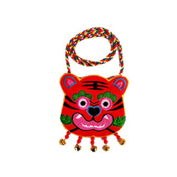 Baby Embroidered Tiger Head Feather Bag Amulet Storage Empty Bag Red New Year Lucky Money Bag Tang Suit Accessories Bag