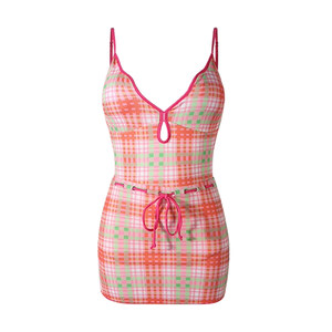 
Nazha's same style swimsuit for women 2026 new popular one-piece body-covering sexy internet celebrity vacation pink plaid bikini