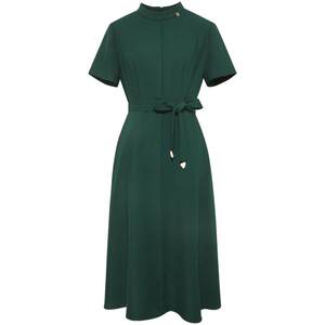 
BBLLUUEE/Pink Blue Wardrobe 2026 Summer New Style Oriental Light Workplace Commuting Stand Collar A-Line Dress