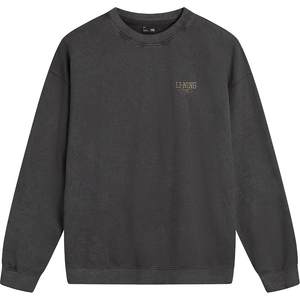 李宁卫衣男士冬季情侣美式复古长袖圆领上衣松弛感套头衫女运动服