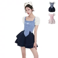 Оригинальный милый корсет, платье, квадратный вырез, рукава фонарики, в стиле Шанель, цветочный принт