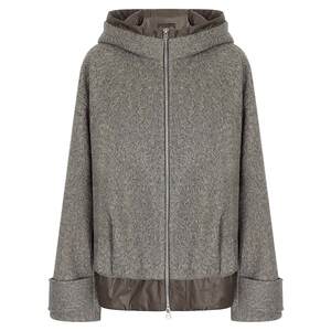 
COCOBELLA fake two-piece hooded wool coat for women in autumn and winter imitation water ripples short wool coat WL3205