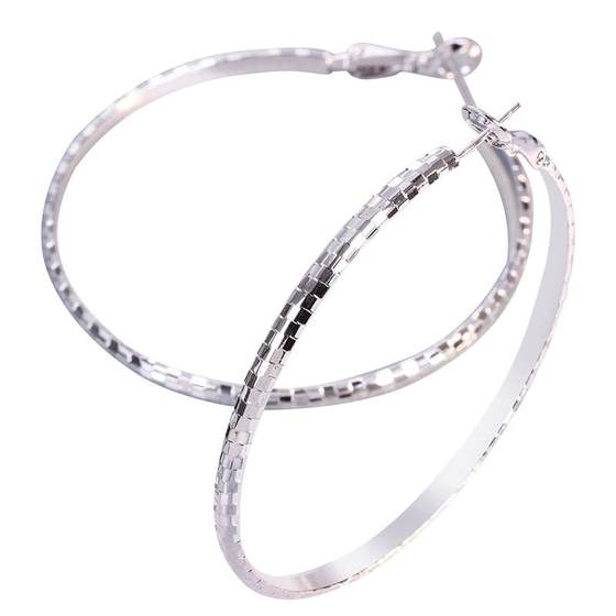 S925 silver -needle ear ring earrings female golden Korean version exaggerated temperament large circle net red tide fashion circle ear decoration