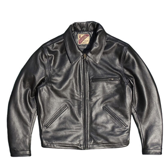 
Detroit style first-grain cowhide genuine leather jacket for men, American retro workwear style loose and comfortable leather jacket
