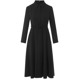 
LANCY/Langzi 2025 autumn new intellectual high-end long-sleeved shirt pleated dress A-line mid-length skirt