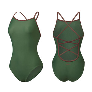 
2025 South Korea SENTI South Korea's new high-end slimming half-high open solid color swimming triangle one-piece pattern swimsuit