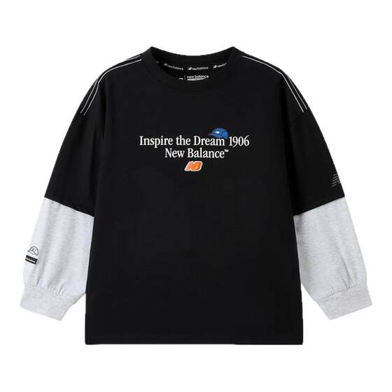 New Balance nb children's clothing for men and women new fashion fake two-piece long-sleeved T-shirt ND7DF32063