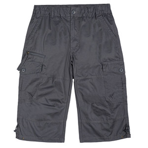 Summer cropped pants for men combed cotton casual work shorts loose large size multi-pocket outdoor mid-pants thin