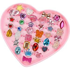 
New children's ring ring cartoon girl princess jewelry crystal gem diamond toy girl