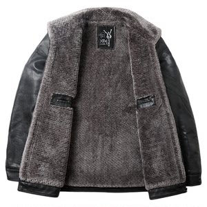 
Scarecrow Genuine Leather Jacket Men's Haining First Layer Sheepskin Jacket Plus Velvet Thickened Lapel Leather Jacket for Middle-aged and Elderly People