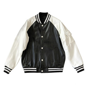 Autumn and winter leather leather jackets cowhide baseball clothes men's jackets casual stitching outer jackets men and women same models
