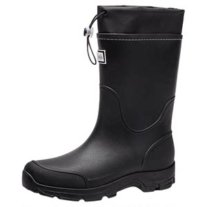 
Rain boots for men, women's mid-calf fishing boots, non-slip lightweight water shoes, waterproof and warm rubber shoes for takeaway riders