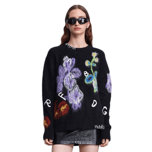 
Fabrique Night Garden wool jacquard pullover sweater for women winter new mohair sweater top