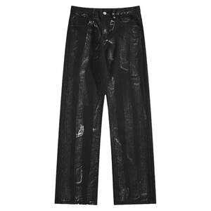 
BOYUE silk splash ink distressed jeans American hip-hop hip-hop slim high-waisted tie-dyed dad men's pants trendy brand