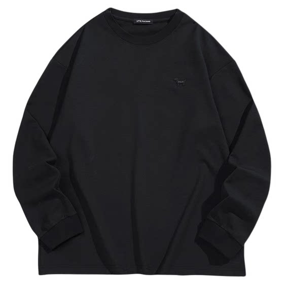 
Peacebird Men's T-shirt 25 Autumn Solid Color Heavy Puppy Embroidery Long Sleeve Loose Texture Base Shirt Trendy