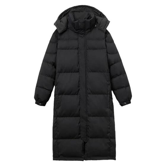 Down jackets for men and women, extra long over the knee, thickened winter 2026 new style black couple mid-show cotton jackets trendy