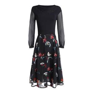 
The same autumn new dress for the Shengyuzhu counter, nine-point sleeve round neck pullover, sweet mid-skirt A-line skirt