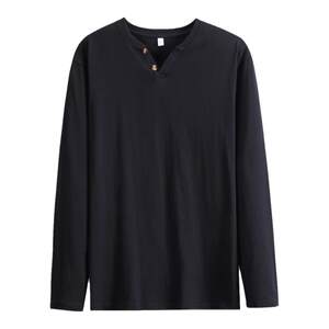 
Hong Kong style shirt men's 2026 spring loose V-neck pure cotton long-sleeved inner wear T-shirt new large size men's clothing