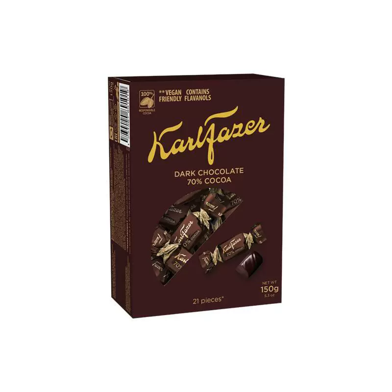 临期 芬兰进口 Fazer 菲泽 70%可可含量 黑巧克力礼盒 150g*2件 双重优惠折后￥29包邮