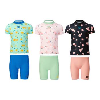 arena Arena split short-sleeved knee-length swimsuit boys and girls middle-aged cute teenagers