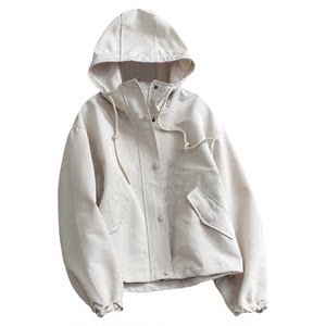 
Solid color loose and slim hooded windproof and waterproof jacket outdoor sports hiking long-sleeved women's jacket Q646