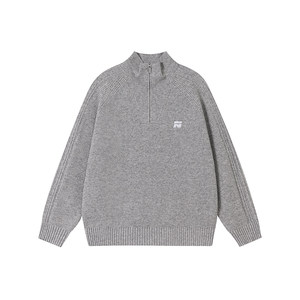 
FORNINES wool stand collar half zipper sweater men and women autumn and winter couple loose turtleneck casual knitted sweater