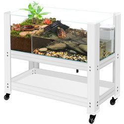 Ultra-white glass turtle tank with removable shelf and balcony