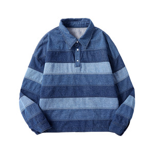 
Yuxi original design high quality men's loose denim shirt fashion versatile casual top jacket trend 3789