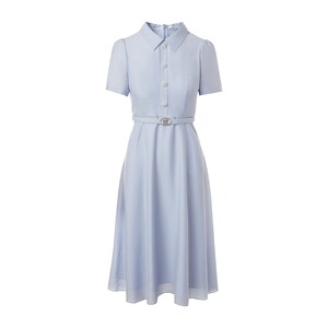 
Langzi LIME Rhine Elegant Shirt Style Waist Acetate Bubble Crepe Dress Diamond Accessories 2026 Summer New Style