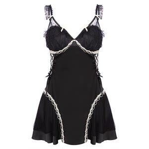 
LA I see You Ling* Lace French nightgown with breast pad Pure sexy deep V-neck satin slim home women