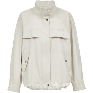 
ONLY2025 new winter style hem drawstring design solid color stand-up collar raglan sleeve loose jacket for women